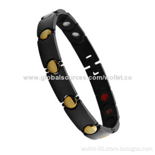 Fashion IP Black And IPG Plating 316L Stainless Steel Therapy Bracelets, Accept Customization
